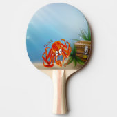海海熱帯オレンジのキングカニで、白 卓球ラケット (裏面)