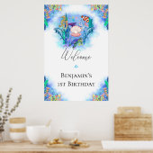 海海獣カラフル誕生日ベビー ポスター (キッチン)