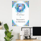 海海獣カラフル誕生日ベビー ポスター (ホームオフィス)