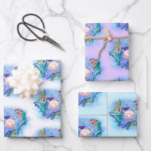 海海獣パーティー ラッピングペーパーシート (正面)