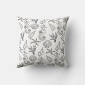 海海白黒マリンライフデザイン244 クッション (裏面)