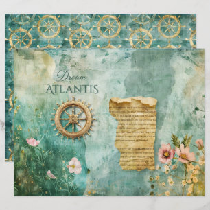 海海航海の水中ティール（緑がかった色）スクラップブック紙