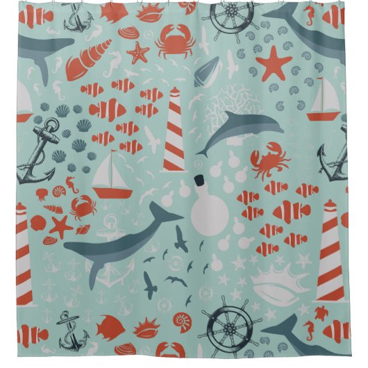 海海航海の海船灯台 シャワーカーテン (正面)