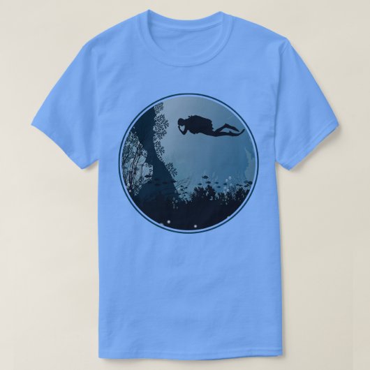 海深いダイビングスキューバダイバー Tシャツ (デザイン正面)