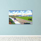 海港に到着するボートのパークビュー キャンバスプリント (インサイチュ (ウッドフロア))