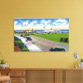 海港に到着するボートのパークビュー キャンバスプリント (インサイチュ (リビング))