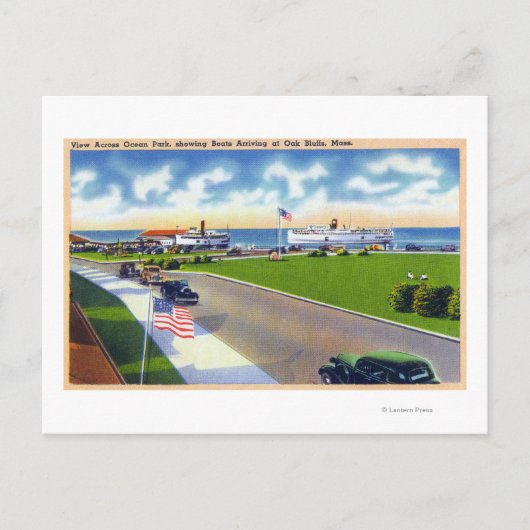 海港に到着するボートのパークビュー ポストカード (正面)