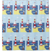 海灯台シーガルビーチ波砂 シャワーカーテン (正面)