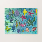 海熱帯魚の貝殻ヒトデ ジグソーパズル (横)