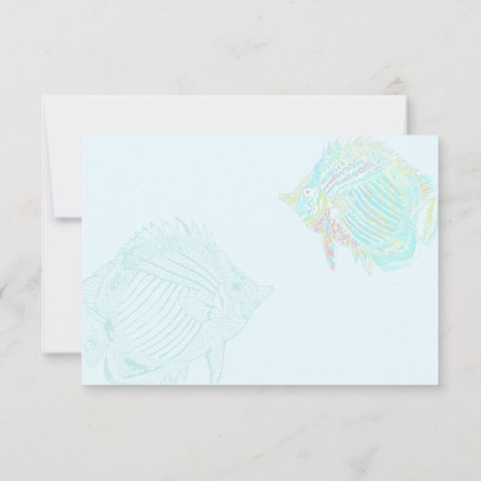 海熱帯魚の返信結婚カードの下で 出欠カード (裏面)