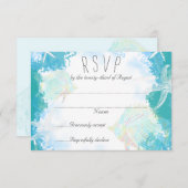 海熱帯魚の返信結婚カードの下で 出欠カード (正面/裏面)