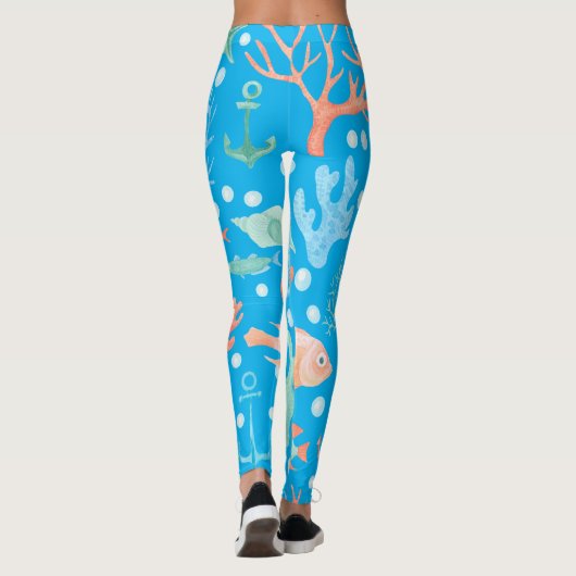 海熱帯魚デザインマーメイドガールズウーメン レギンス (裏面)