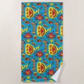 海熱狂する生物と黄色海潜水艦  ビーチタオル (正面)