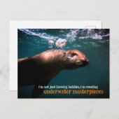 海獅子吹の泡が水中に シーズンポストカード (正面/裏面)