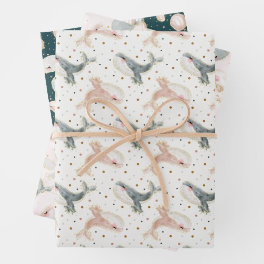 海獣の下の小さなクジラの水の色 ラッピングペーパーシート (インサイチュ)