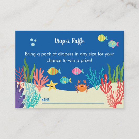海獣の赤ちゃんシャワーおむつラッフル エンクロージャーカード (正面)