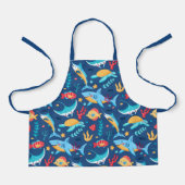 海獣サメ魚タートルネイビーブルー エプロン (正面)