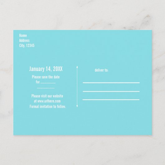 海獣ビーチ水の色エレガント日付を保存 案内ポストカード (裏面)