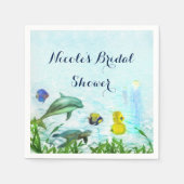 海獣ビーチ水彩エレガントパーティー スタンダードカクテルナプキン (正面)