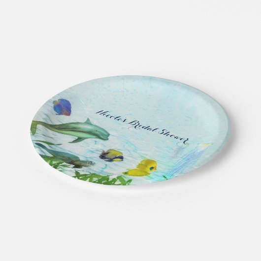 海獣ビーチ水彩エレガントパーティー ペーパープレート (アングル)