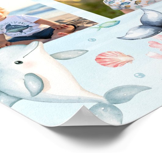 海獣子供の誕生日写真マイルストーンサイン ポスター (角)