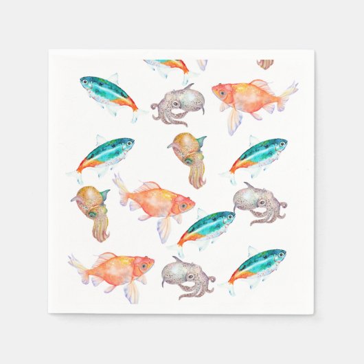 海獣模様 スタンダードカクテルナプキン (正面)