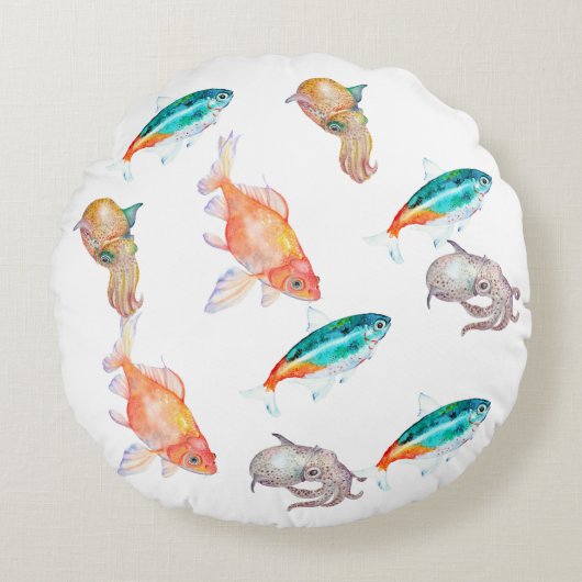 海獣模様 ラウンドクッション (正面)