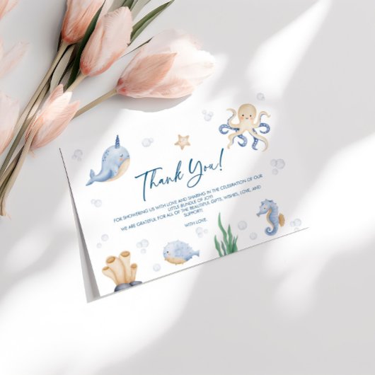 海獣赤ちゃんシャワーサンキューカード エンクロージャーカード