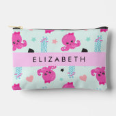 海獣,タコ,クラゲ,ハート,お名前 アクセサリーポーチ (正面)