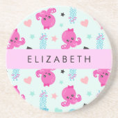 海獣，タコ，クラゲ，ハート，お名前 コースター (正面)