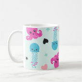 海獣,タコ,クラゲ,ハート,お名前 コーヒーマグカップ (左)