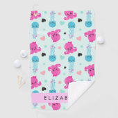 海獣，タコ，クラゲ，ハート，お名前 ゴルフタオル (インサイチュ)