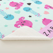 海獣，タコ，クラゲ，ハート，お名前 シェルパブランケット (3/4)