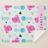 海獣，タコ，クラゲ，ハート，お名前 シェルパブランケット (正面(横))