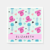 海獣,タコ,クラゲ,ハート,お名前 スタンダードカクテルナプキン (正面)