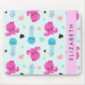 海獣，タコ，クラゲ，ハート，お名前 マウスパッド (正面)