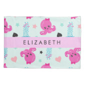 海獣，タコ，クラゲ，ハート，お名前 枕カバー (裏面)