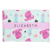 海獣，タコ，クラゲ，ハート，お名前 枕カバー (正面)