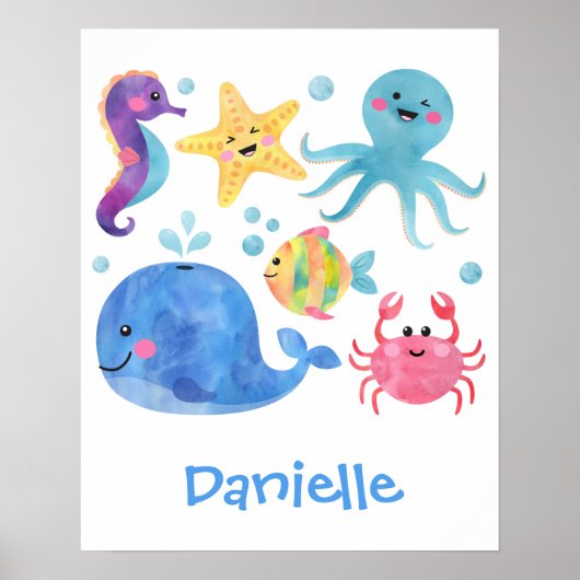 海獣,水彩海獣,魚,鯨 ポスター (正面)