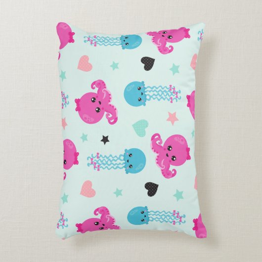 海獣,海生物,タコ,クラゲ,ハート アクセントクッション (正面(垂直))