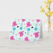 海獣,海生物,タコ,クラゲ,ハート カード (黄色い花)