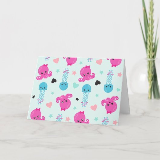 海獣,海生物,タコ,クラゲ,ハート カード (正面)