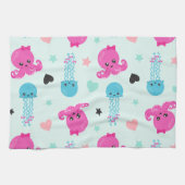 海獣,海生物,タコ,クラゲ,ハート キッチンタオル (横)