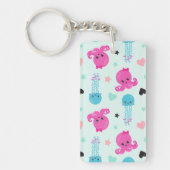 海獣，海生物，タコ，クラゲ，ハート キーホルダー (正面)