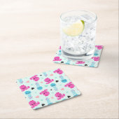 海獣，海生物，タコ，クラゲ，ハート スクエアペーパーコースター (インサイチュ)