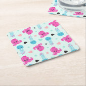 海獣，海生物，タコ，クラゲ，ハート スクエアペーパーコースター (アングル)