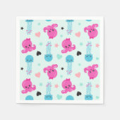 海獣，海生物，タコ，クラゲ，ハート スタンダードカクテルナプキン (正面)