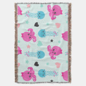 海獣,海生物,タコ,クラゲ,ハート スローブランケット (正面縦)