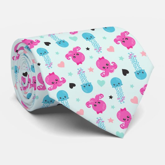 海獣,海生物,タコ,クラゲ,ハート ネクタイ (ロール)