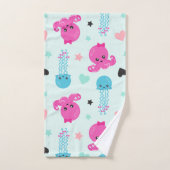 海獣，海生物，タコ，クラゲ，ハート バスタオルセット (ハンドタオル)